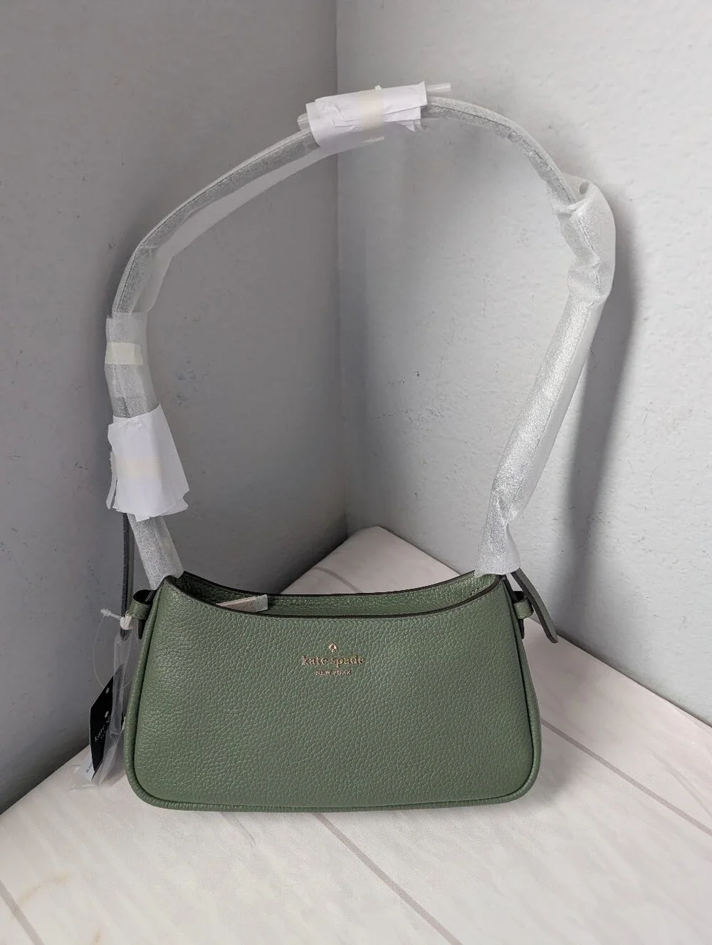 NWT Kate Spade KM545 Juliette Small Pebbled Leather  Shoulder Bag Balsam Green